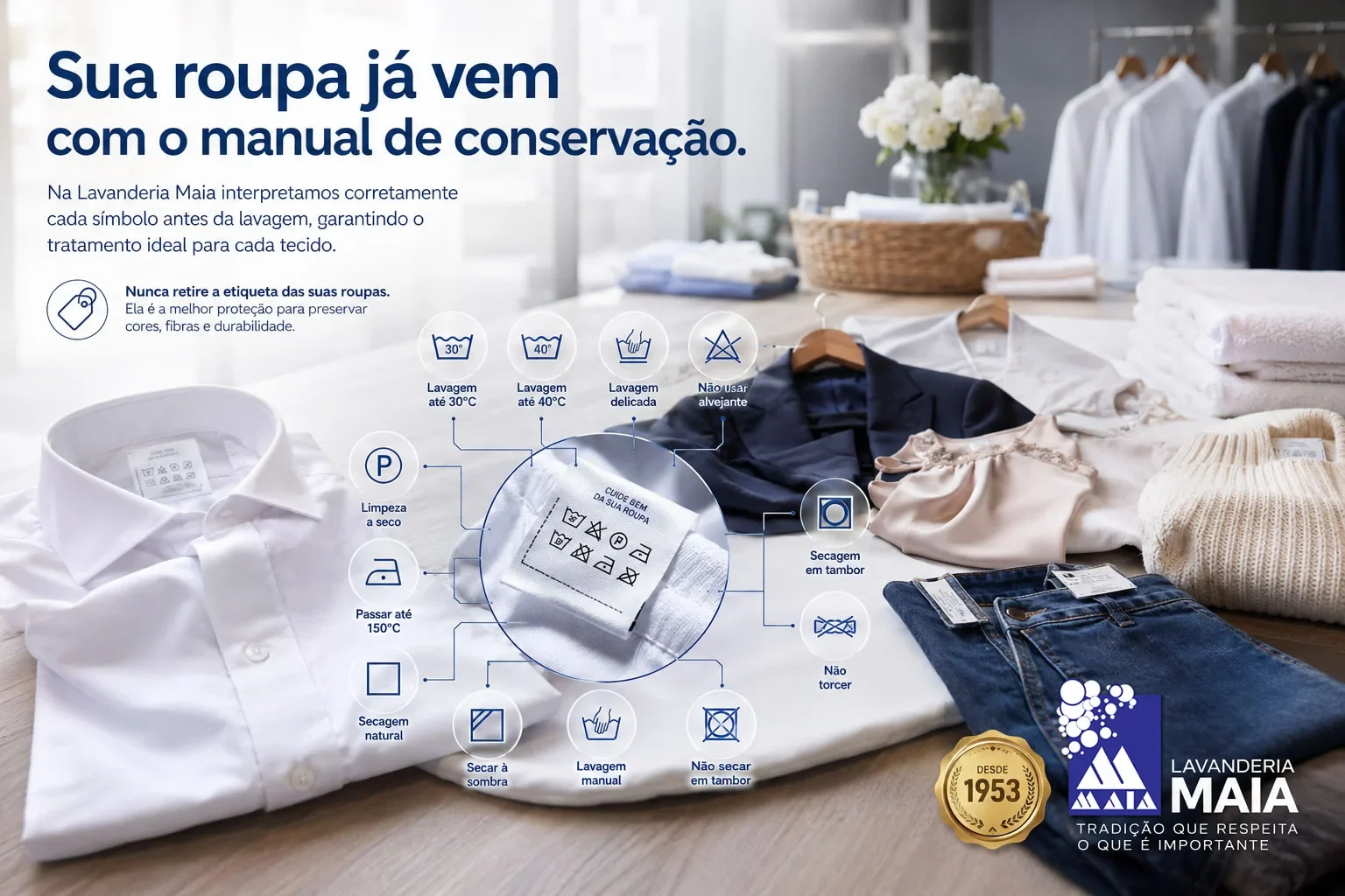 Serviços de qualidade, há mais de 70 anos cuidando das roupas dos curitibanos.